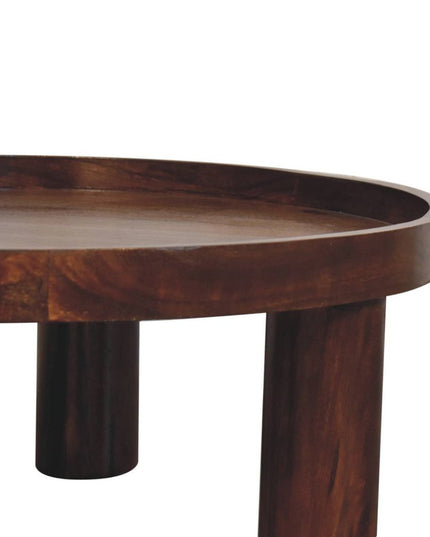32" Chestnut Solid Wood Round Coffee Table