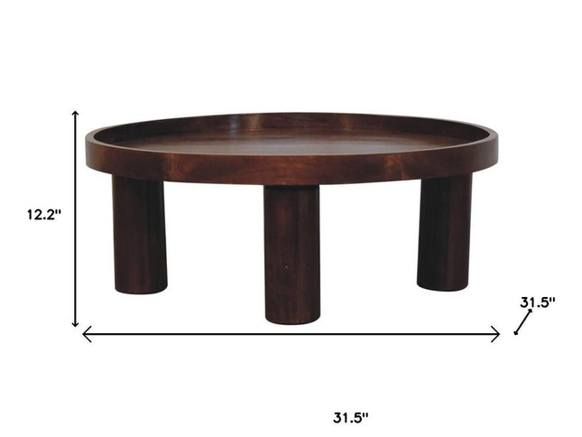 32" Chestnut Solid Wood Round Coffee Table