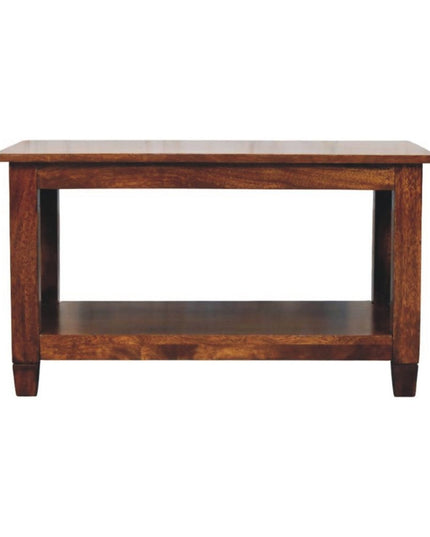 32" Chestnut Solid Wood Floor Shelf Coffee Table With Shelf