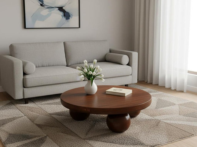 32" Chestnut Solid Wood Round Coffee Table