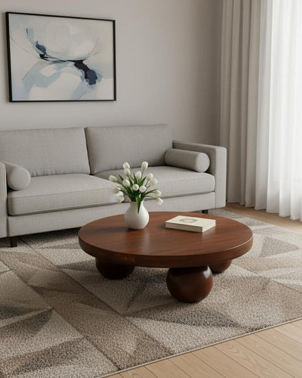 32" Chestnut Solid Wood Round Coffee Table