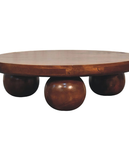 32" Chestnut Solid Wood Round Coffee Table