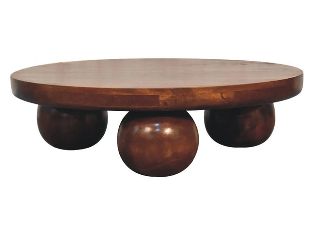32" Chestnut Solid Wood Round Coffee Table