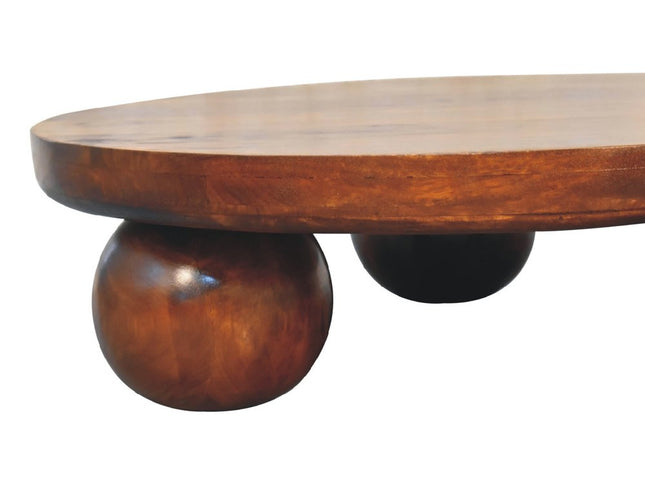 32" Chestnut Solid Wood Round Coffee Table
