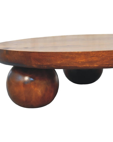 32" Chestnut Solid Wood Round Coffee Table