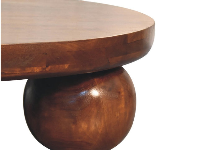 32" Chestnut Solid Wood Round Coffee Table