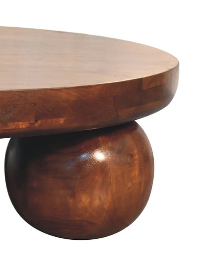 32" Chestnut Solid Wood Round Coffee Table