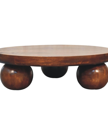 32" Chestnut Solid Wood Round Coffee Table