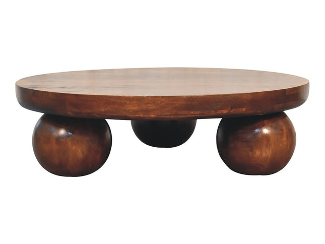 32" Chestnut Solid Wood Round Coffee Table