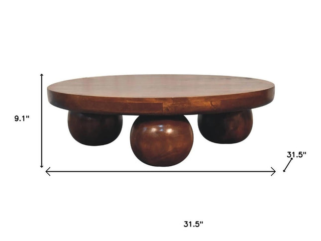 32" Chestnut Solid Wood Round Coffee Table