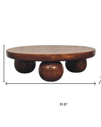32" Chestnut Solid Wood Round Coffee Table