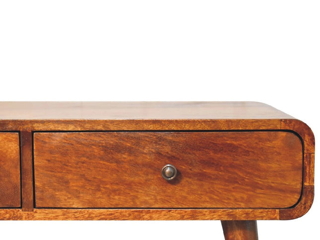 34" Chestnut Solid Wood Coffee Table With Four Drawers