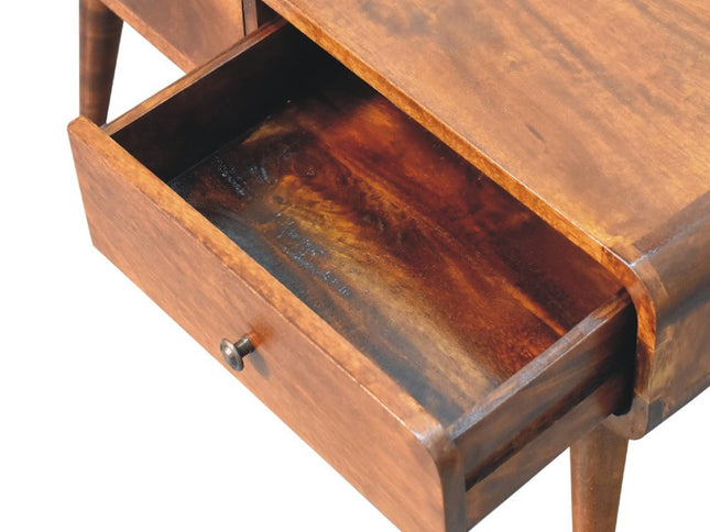 34" Chestnut Solid Wood Coffee Table With Four Drawers