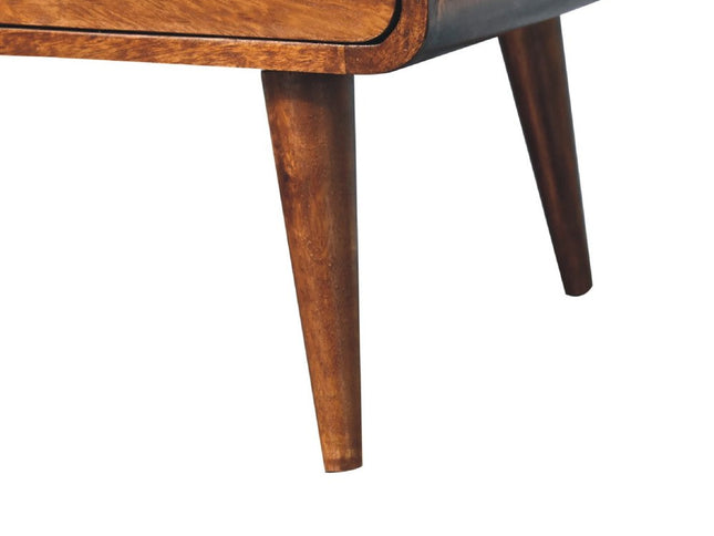 34" Chestnut Solid Wood Coffee Table With Four Drawers