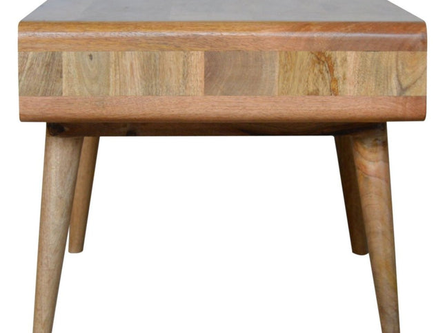 34" Oak Solid Wood Coffee Table With Two Drawers And Two Shelves