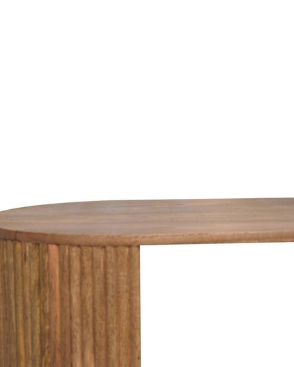 43" Oak Solid Wood Oval Coffee Table With Shelf