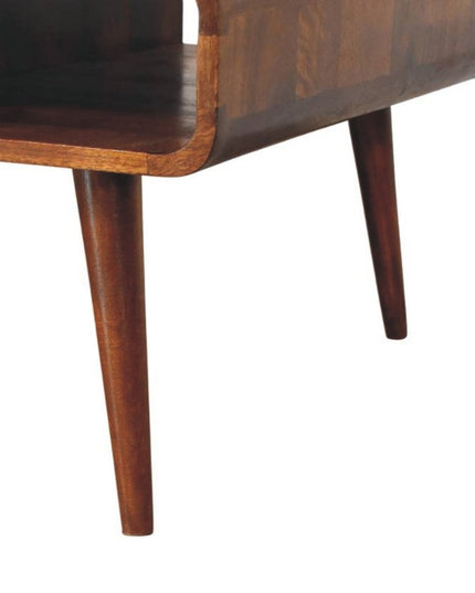 47" Chestnut Solid Wood Coffee Table With Two Drawers And Two Shelves