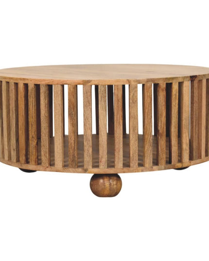 32" Oak Solid Wood Round Coffee Table