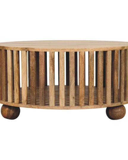 32" Oak Solid Wood Round Coffee Table