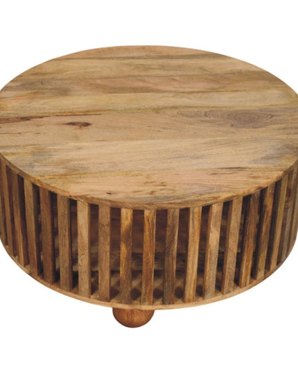 32" Oak Solid Wood Round Coffee Table