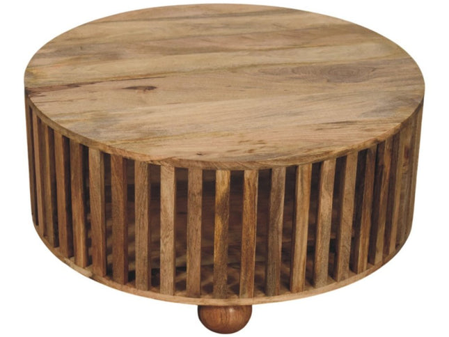 32" Oak Solid Wood Round Coffee Table