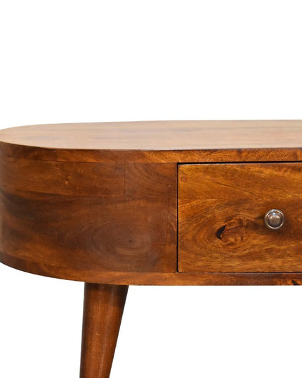 26" Chestnut Solid Wood Oval Coffee Table With Drawer