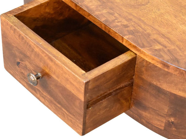 26" Chestnut Solid Wood Oval Coffee Table With Drawer