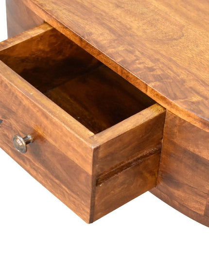 26" Chestnut Solid Wood Oval Coffee Table With Drawer