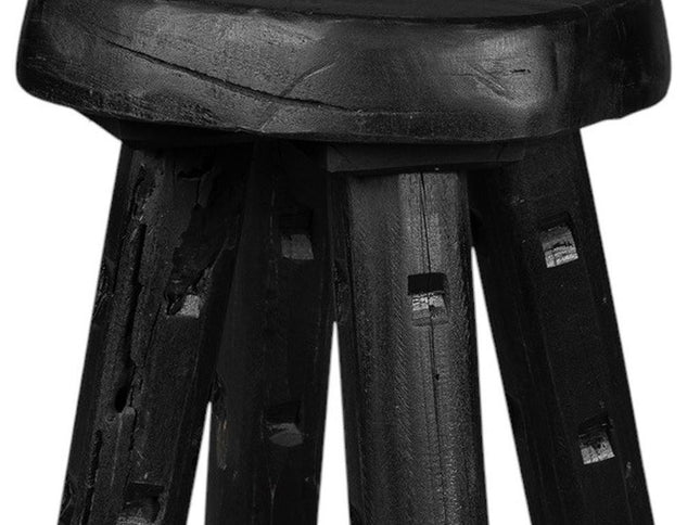 19" Black Solid Wood Round End Table