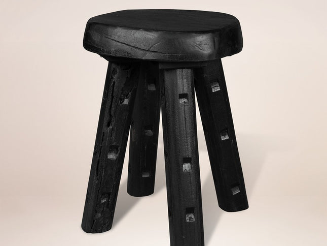 19" Black Solid Wood Round End Table