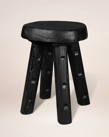 19" Black Solid Wood Round End Table