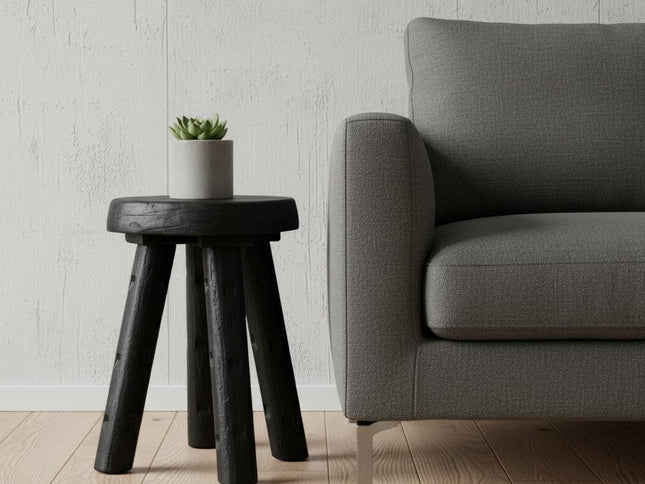 19" Black Solid Wood Round End Table