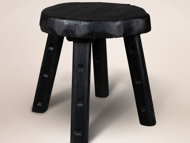 19" Black Solid Wood Round End Table