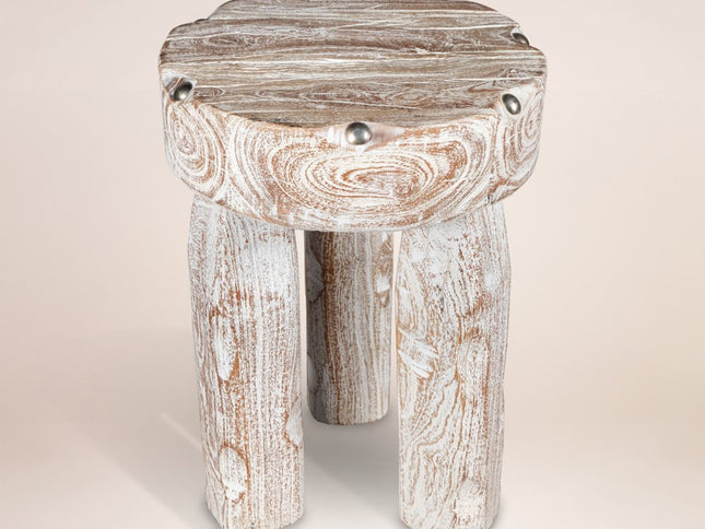 19" White Solid Wood Round End Table