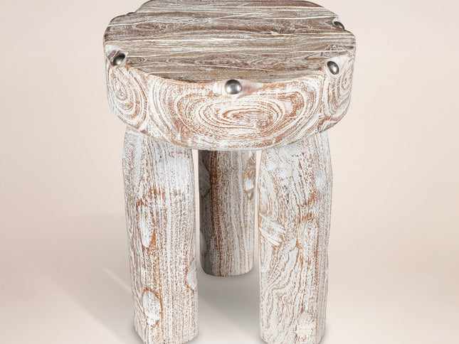 19" White Solid Wood Round End Table