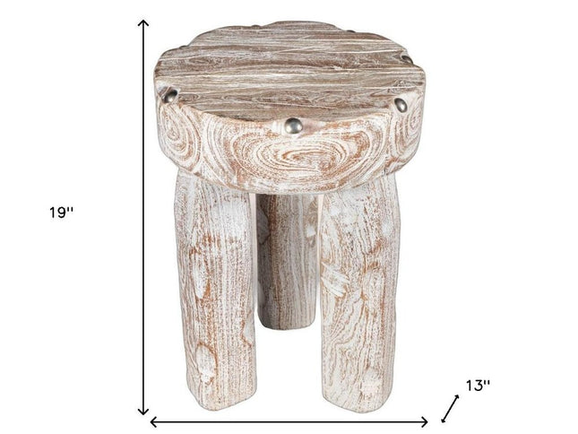 19" White Solid Wood Round End Table