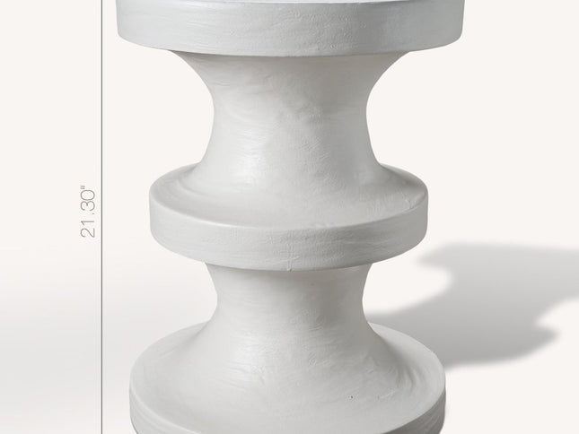 22" White Wood Round End Table