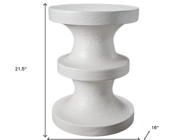 22" White Wood Round End Table