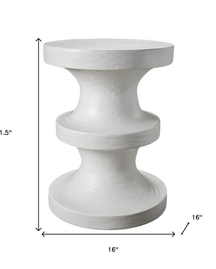 22" White Wood Round End Table