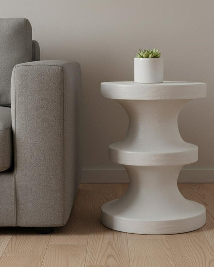 22" White Wood Round End Table