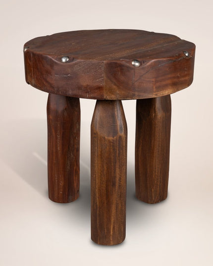 19" Brown Solid Wood Round End Table