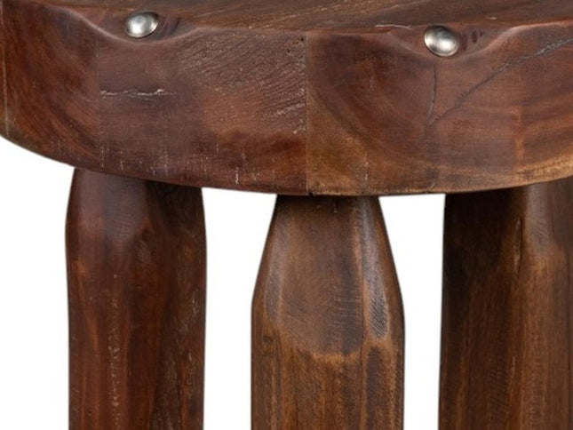 19" Brown Solid Wood Round End Table