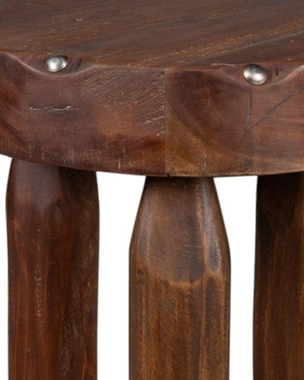 19" Brown Solid Wood Round End Table