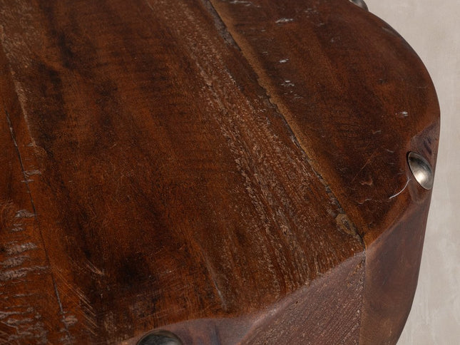 19" Brown Solid Wood Round End Table