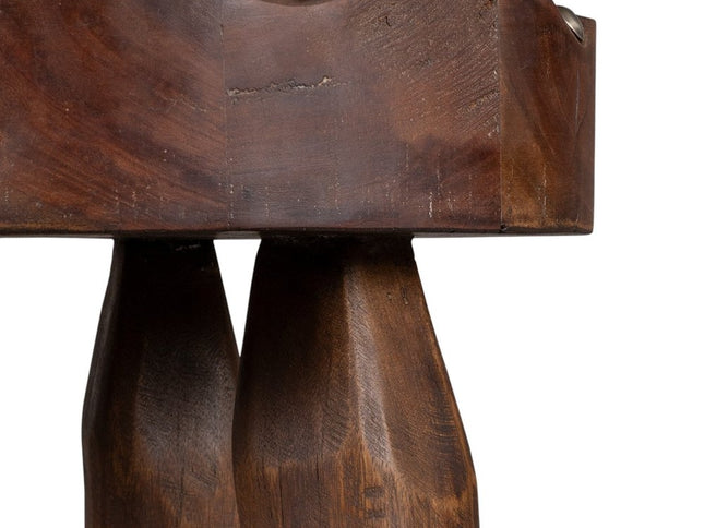 19" Brown Solid Wood Round End Table