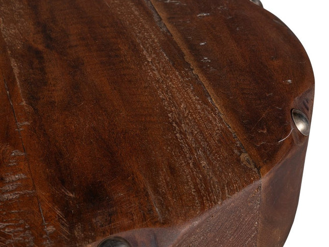 19" Brown Solid Wood Round End Table