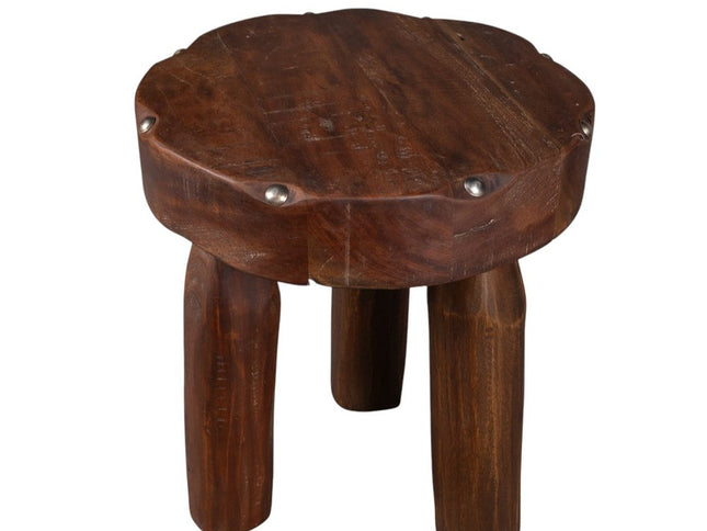 19" Brown Solid Wood Round End Table