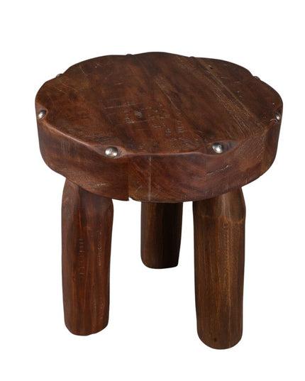 19" Brown Solid Wood Round End Table