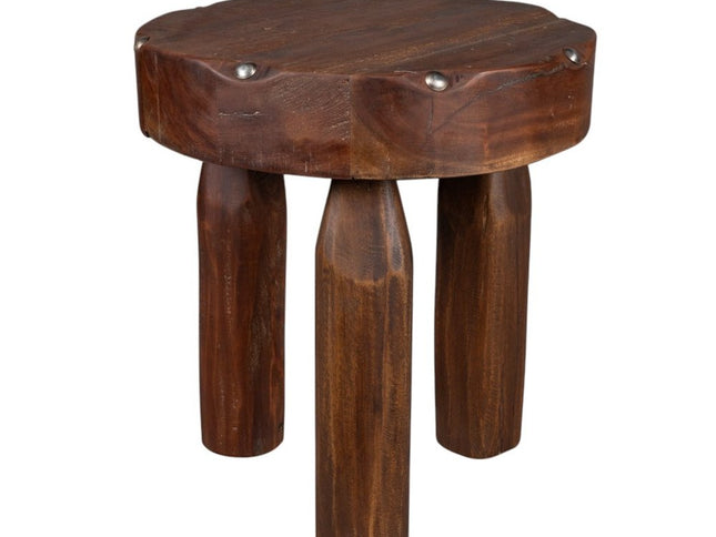 19" Brown Solid Wood Round End Table