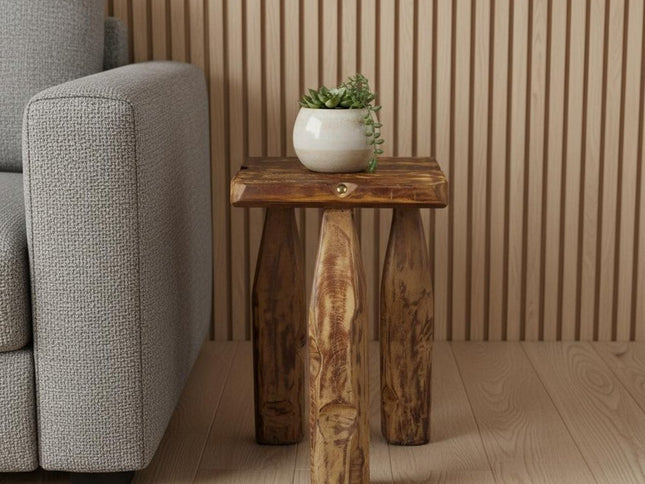 24" Brown Solid Wood Square End Table